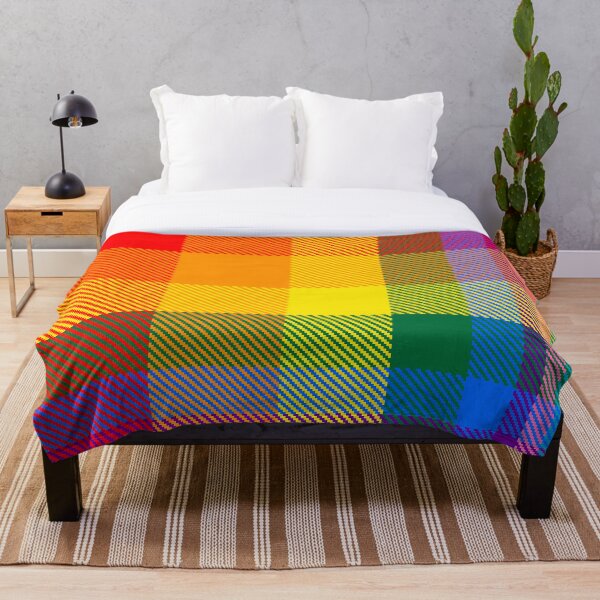 Aperçu de l'œuvre Couleurs arc-en-ciel, tartan aux couleurs vives | Design à rayures moderne et unique pour Noël créée et vendue par TheWalnut.