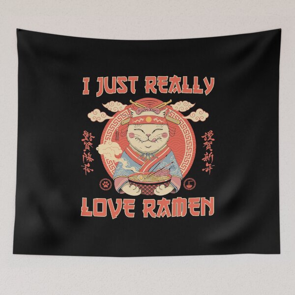 Item preview, I Just Really Love Ramen, Kawaii Cat designed and sold by printify.