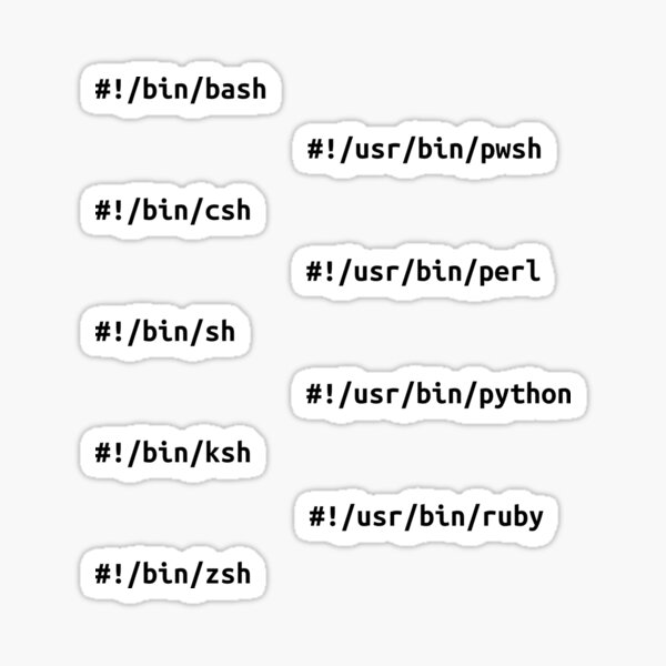 Item preview, Shebangs, zsh, bash, ksh, csh, sh, pwsh, perl, python, ruby - Pack designed and sold by CodingStore  ★★★★★.