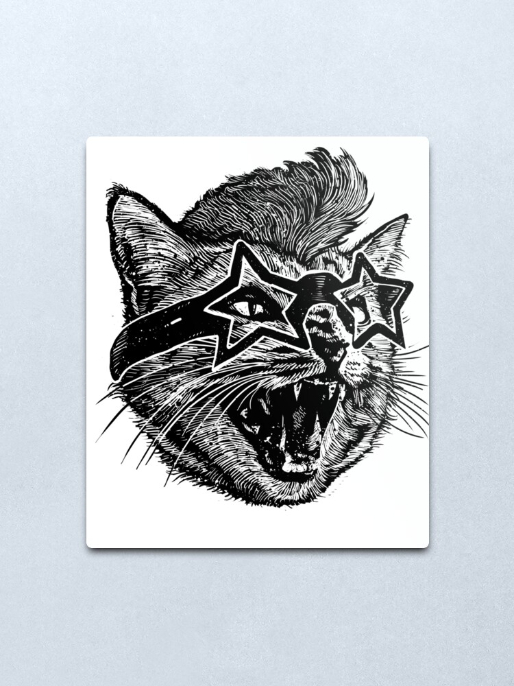 Alternate view of Funky Cat Metal Print