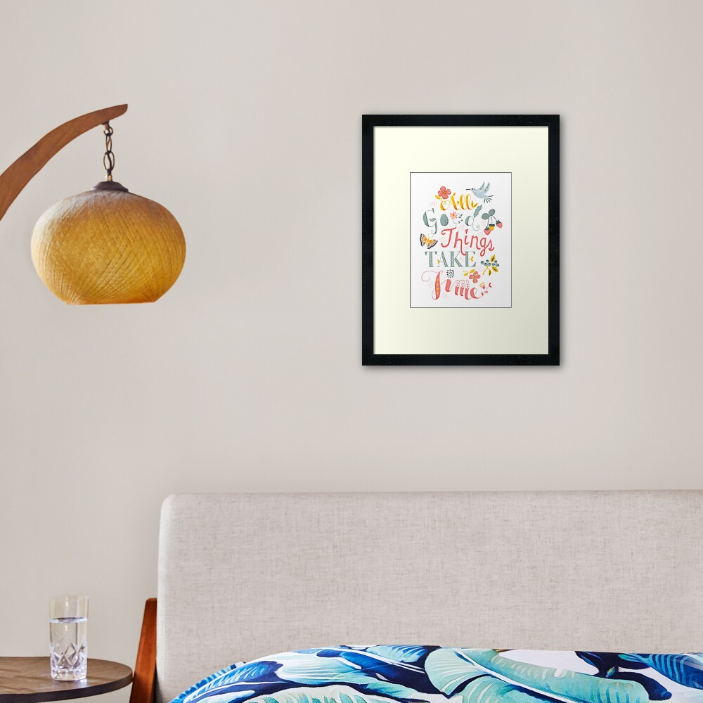 All Good Things - Hand Lettering Inspiring Quote Framed Art Print