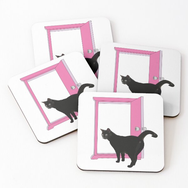 Item preview, Cute black cat walks into Anywhere Door designed and sold by MiaoMiaoYu.