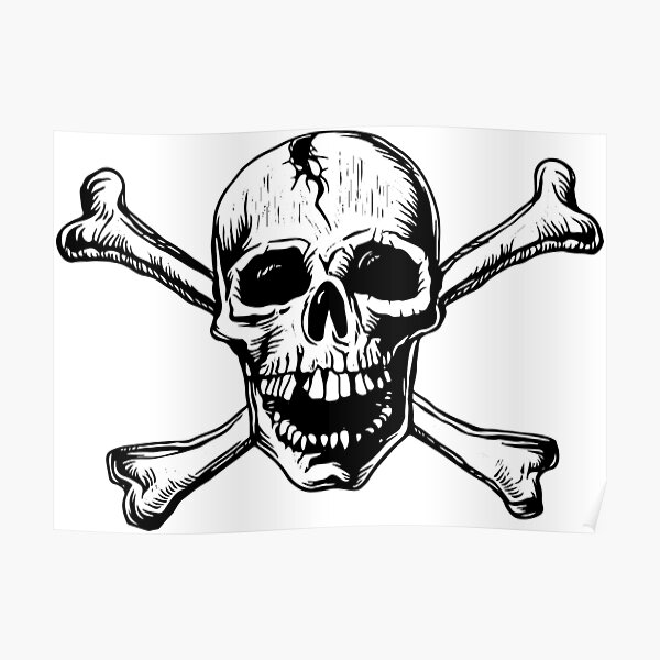  Vintage Pirate Baseball Skull and Bats Jolly Roger T