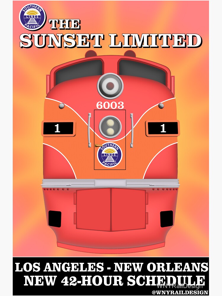 "Southern Pacific "Sunset Limited" Advertisement Poster" Sticker for