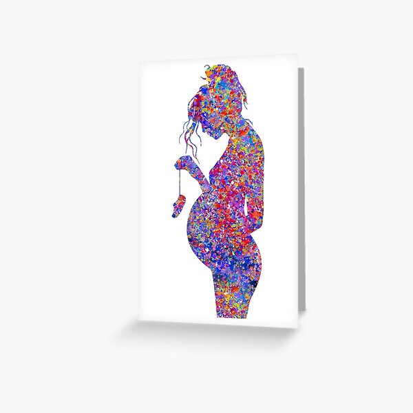 Item preview, Pregnant woman holding baby shoes  designed and sold by Rosaliartbook.