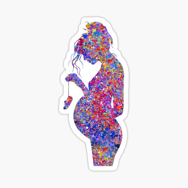 Item preview, Pregnant woman holding baby shoes  designed and sold by Rosaliartbook.