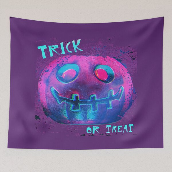 Item preview, Halloween trick or treat - trick or treat neon pumpkin designed and sold by REENS_PHOTOS.