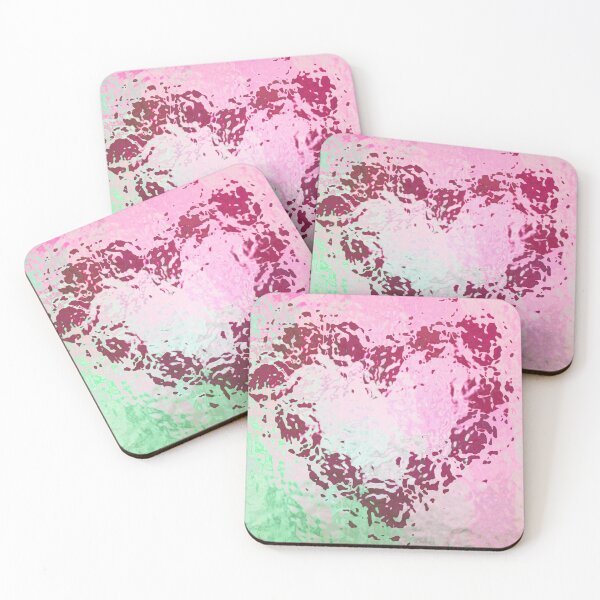 Item preview, Large pink heart abstract pattern on pastel pink and green background designed and sold by Rozzzita7.
