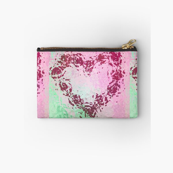 Item preview, Large pink heart abstract pattern on pastel pink and green background designed and sold by Rozzzita7.