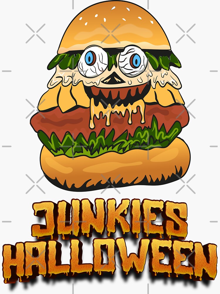 "Funny Burger Cartoon, Halloween Fast Food, Junkies Halloween, Horror