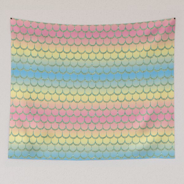 Item preview, Blue, yellow and pink scales pattern designed and sold by MerWishes.