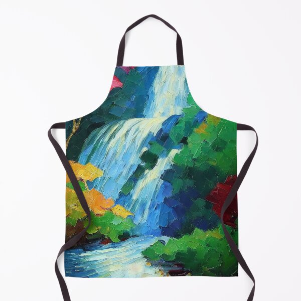 Item preview, Colorful Japanese Forest Waterfall - Impressionist Painting designed and sold by SkyeArtShop.