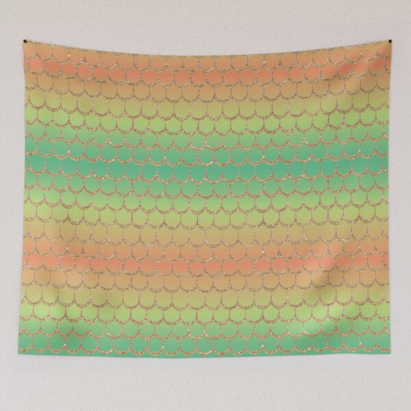 Item preview, Green and orange scales pattern designed and sold by MerWishes.
