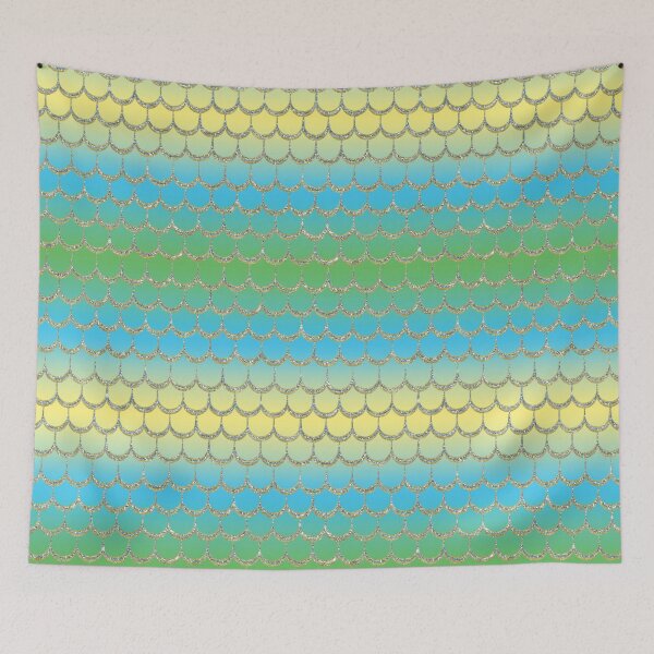 Item preview, Green, blue and yellow scales pattern designed and sold by MerWishes.