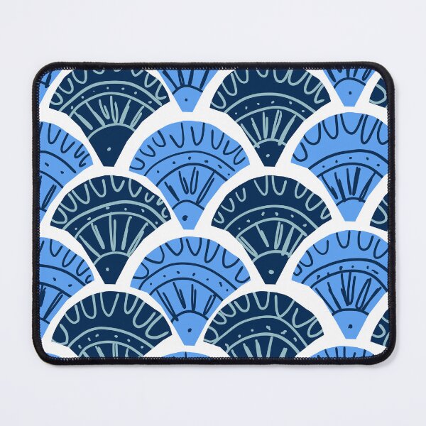 Item preview, Bright blue and navy scale pattern designed and sold by CatsHappy.
