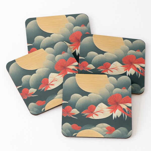 Item preview, Japanese Style Flower Moon Clouds Pattern I designed and sold by ARTIFLAVE.