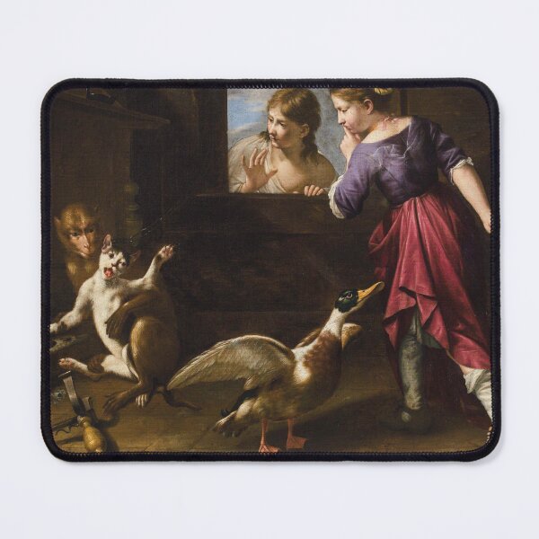 Item preview, The Monkey and the Cat | Italian Art | 17th Century Renaissance Animal Art designed and sold by CJET.