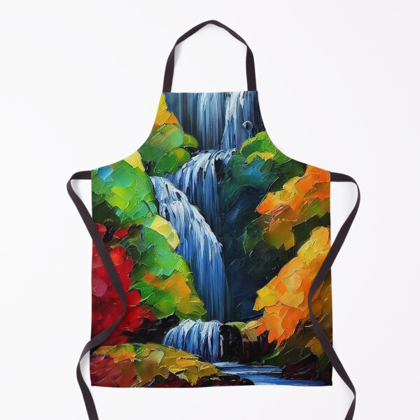 Item preview, Colorful Japanese Forest Waterfall - Impressionist Painting designed and sold by SkyeArtShop.