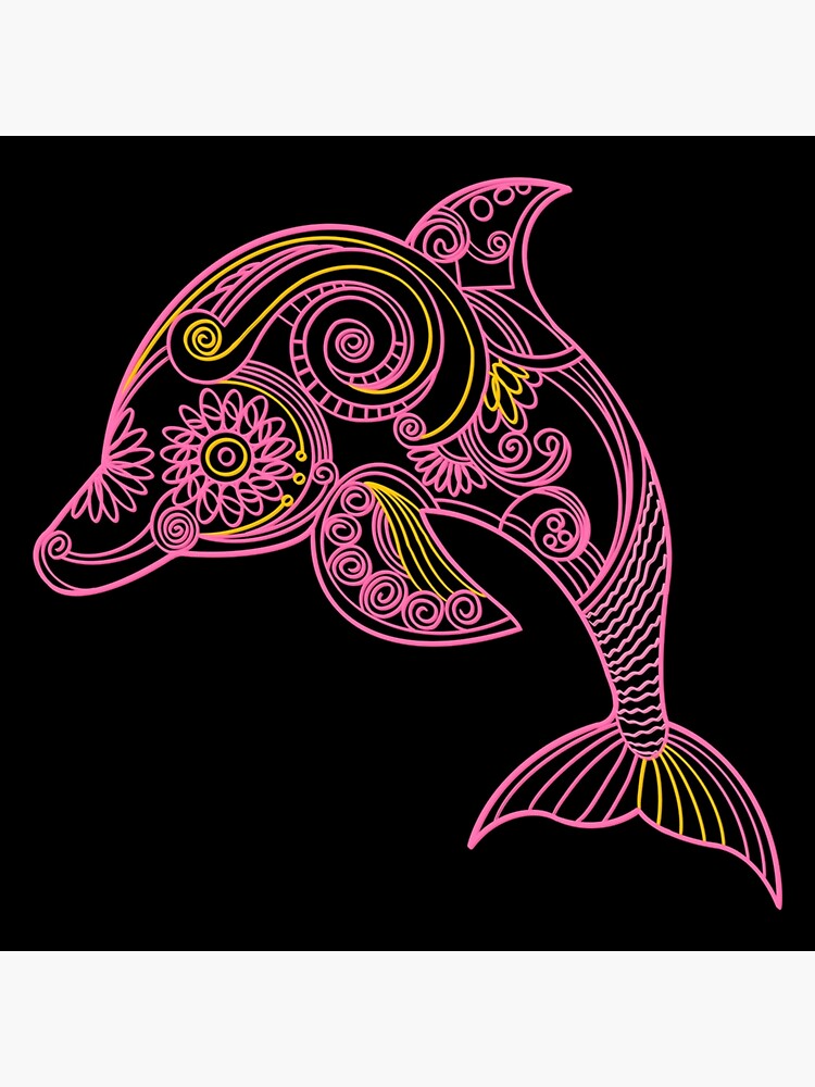Neon Pink and Yellow Dolphin Art Board Print for Sale by