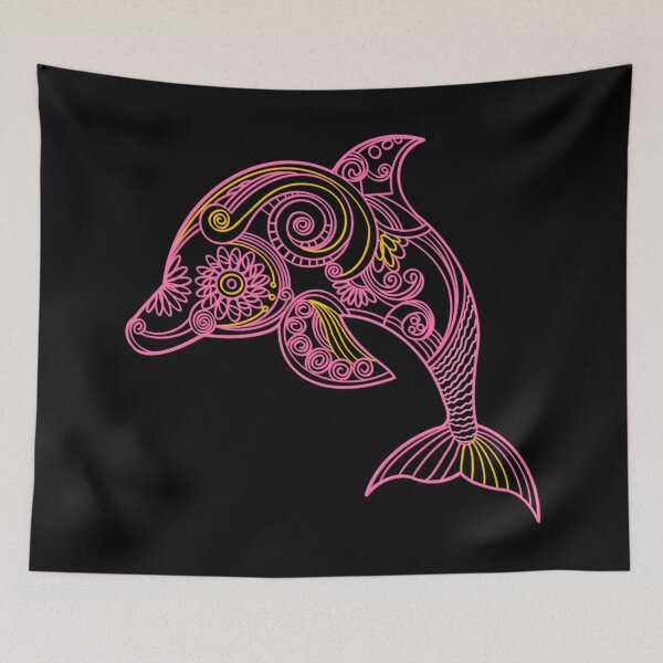 Item preview, Neon Pink and Yellow Dolphin designed and sold by VirtualFaries.