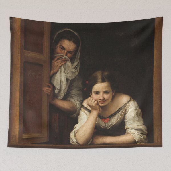 Artikelvorschau, Zwei Frauen an einem Fenster | Bartolomé Esteban Murillo | 1660 Renaissance-Kunst entworfen und verkauft von CJET.