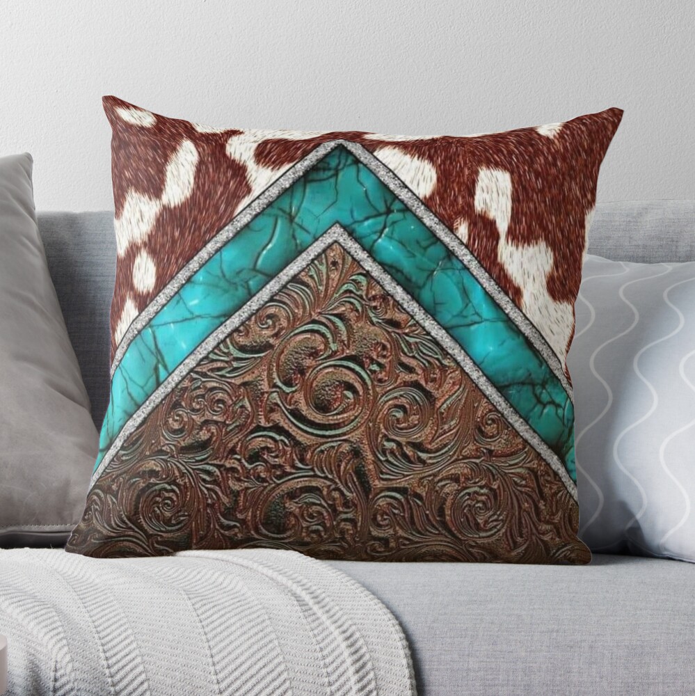 Western Tooled Leather Design - Brown Throw Pillow for Sale by  handsoftime2020