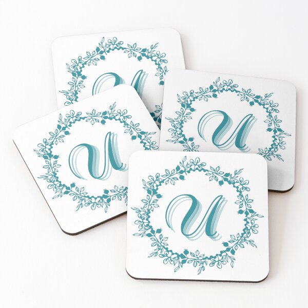 Item preview, Monograma U de corona floral azul designed and sold by Coffee Lifestyle.
