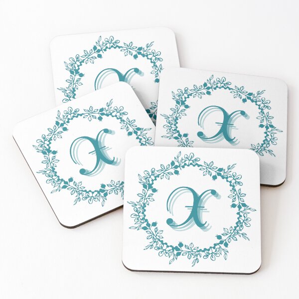Item preview, Blue Floral Wreath Monogram X designed and sold by Lyssarien.