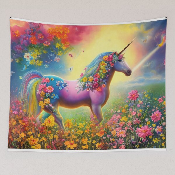 Item preview, Magical unicorn on a flower meadow | Poster & Puzzle Design designed and sold by Artobot.