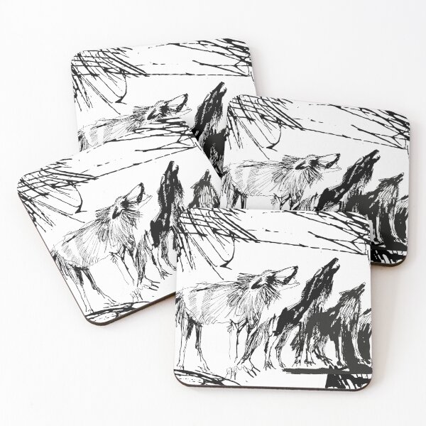 Item preview, A pack of wolves howling designed and sold by InkandWillow.