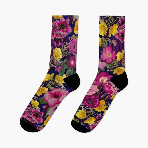 Item preview, Cute pink flowers and roses pattern, floral illustration, botanical pattern, plants pattern, black exotic floral garden   designed and sold by ZeinabTaha.