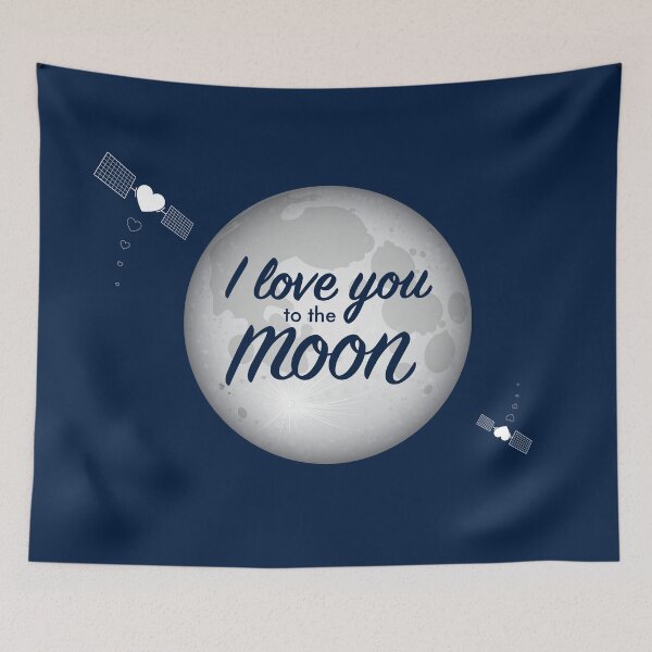 Item preview, "I love you to the moon" Moon with heart satellites designed and sold by houseofwray.