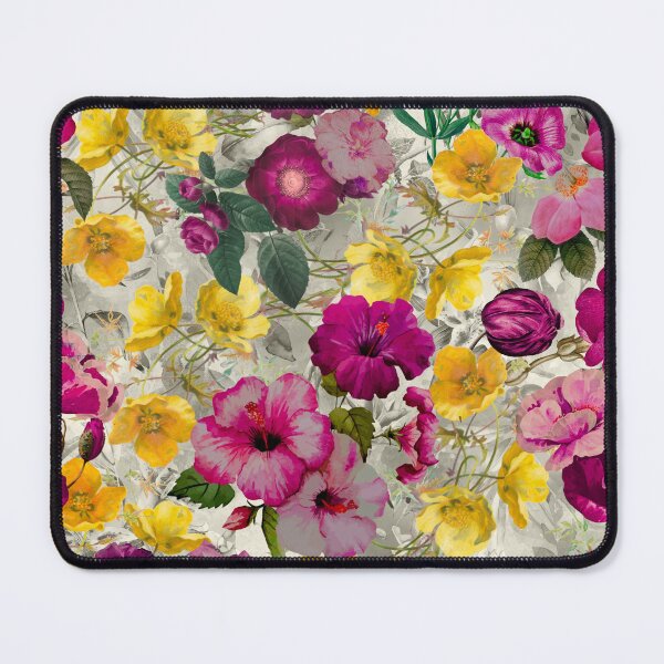 Artikelvorschau, Niedliches rosa Blumen- und Rosenmuster, Blumenillustration, botanisches Muster, Pflanzenmuster, gelber exotischer Blumengarten entworfen und verkauft von ZeinabTaha.