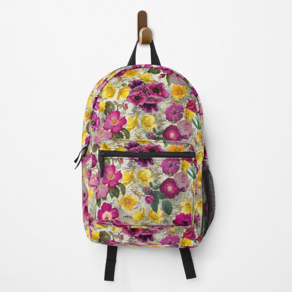 Artikelvorschau, Niedliches rosa Blumen- und Rosenmuster, Blumenillustration, botanisches Muster, Pflanzenmuster, gelber exotischer Blumengarten entworfen und verkauft von ZeinabTaha.