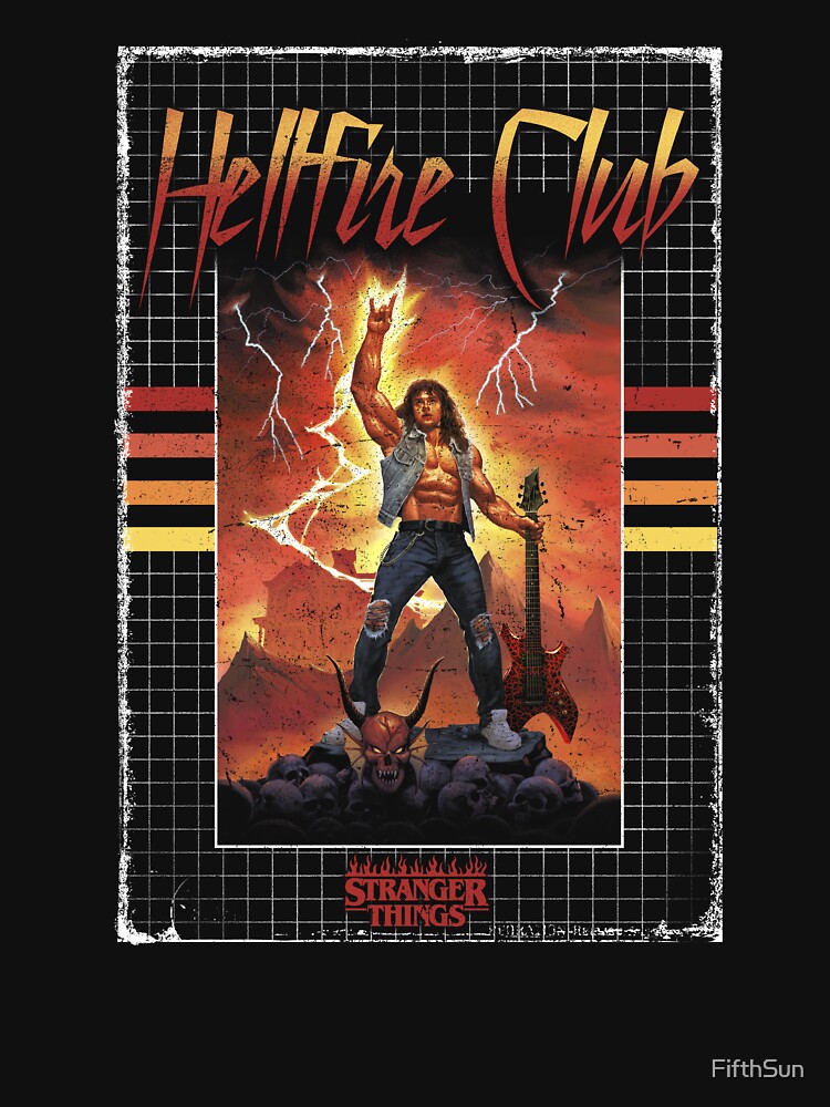 Stranger Things 4 Eddie Munson Hellfire Club Guitar Power T-Shirt -  Personalized Gifts: Family, Sports, Occasions, Trending