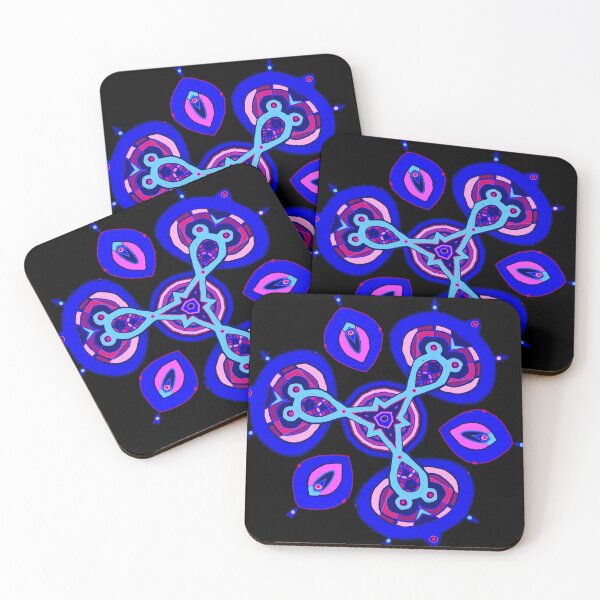 Item preview, Petaaw Dance of the Cowrie Mystical African Patterns Blue Pink designed and sold by Tony Cisse.