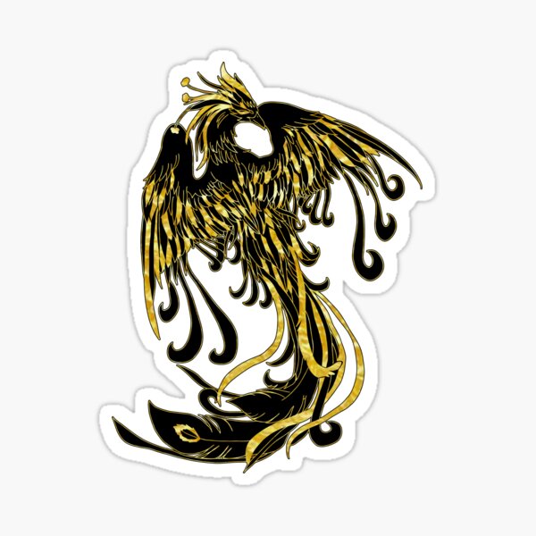 Gold and Black Phoenix Rising from the Ashes Sticker