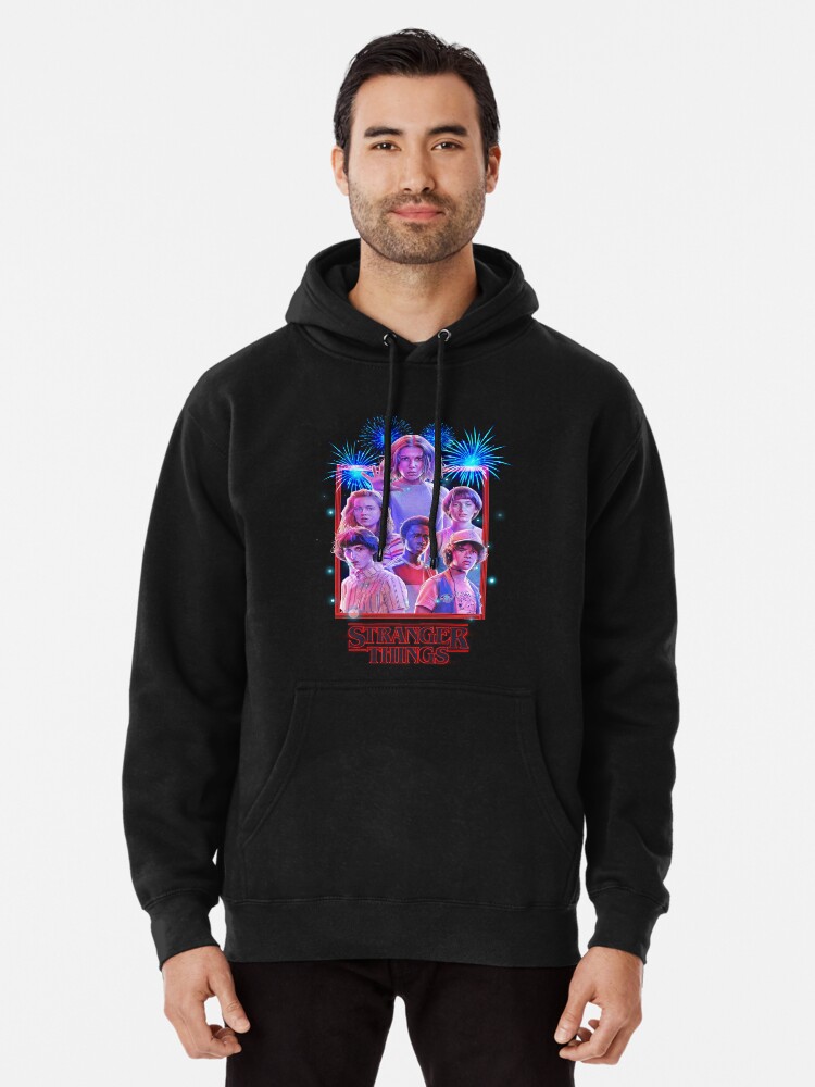 Stranger Things Group Shot Fireworks Poster | Pullover Hoodie