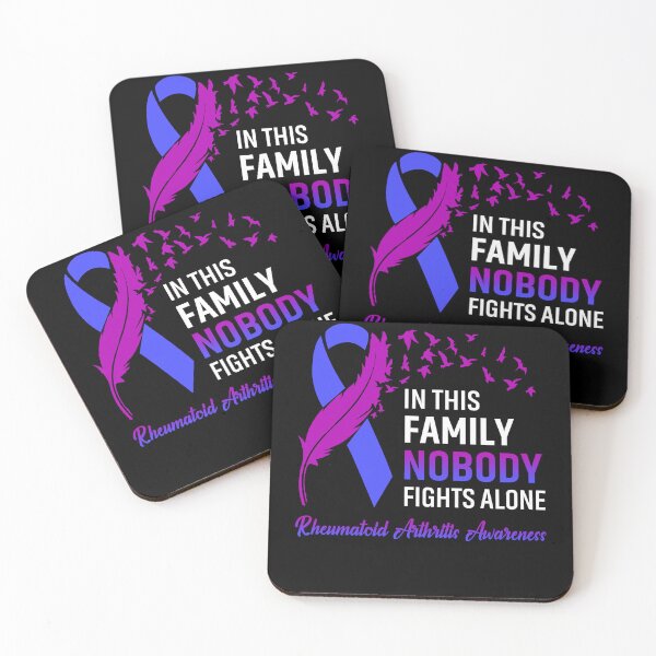 Item preview, In This Family Nobody Fights Alone Rheumatoid Arthritis Awareness Feather Ribbon designed and sold by frechettee.