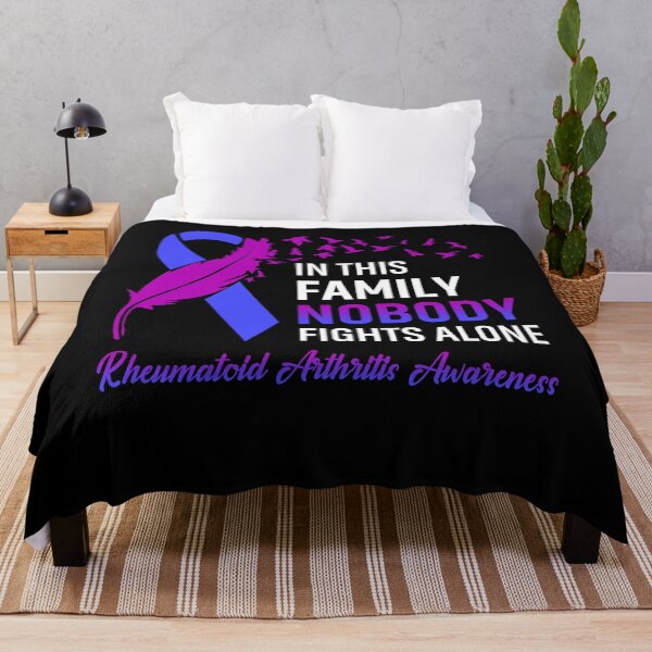 Item preview, In This Family Nobody Fights Alone Rheumatoid Arthritis Awareness Feather Ribbon designed and sold by frechettee.