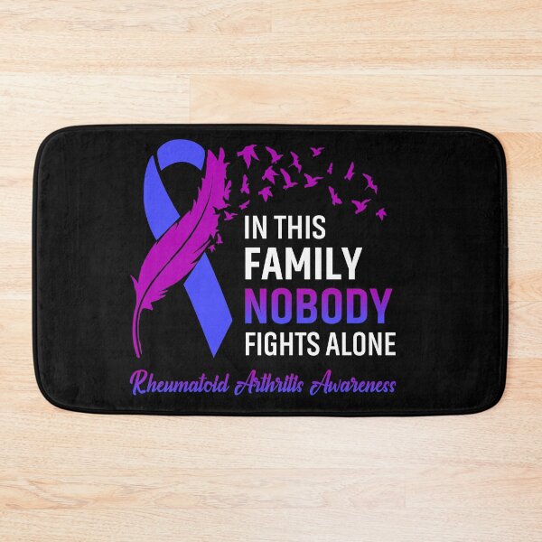Item preview, In This Family Nobody Fights Alone Rheumatoid Arthritis Awareness Feather Ribbon designed and sold by frechettee.