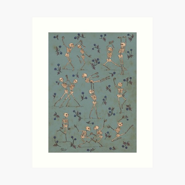 Skeleton Dance — blue Art Print