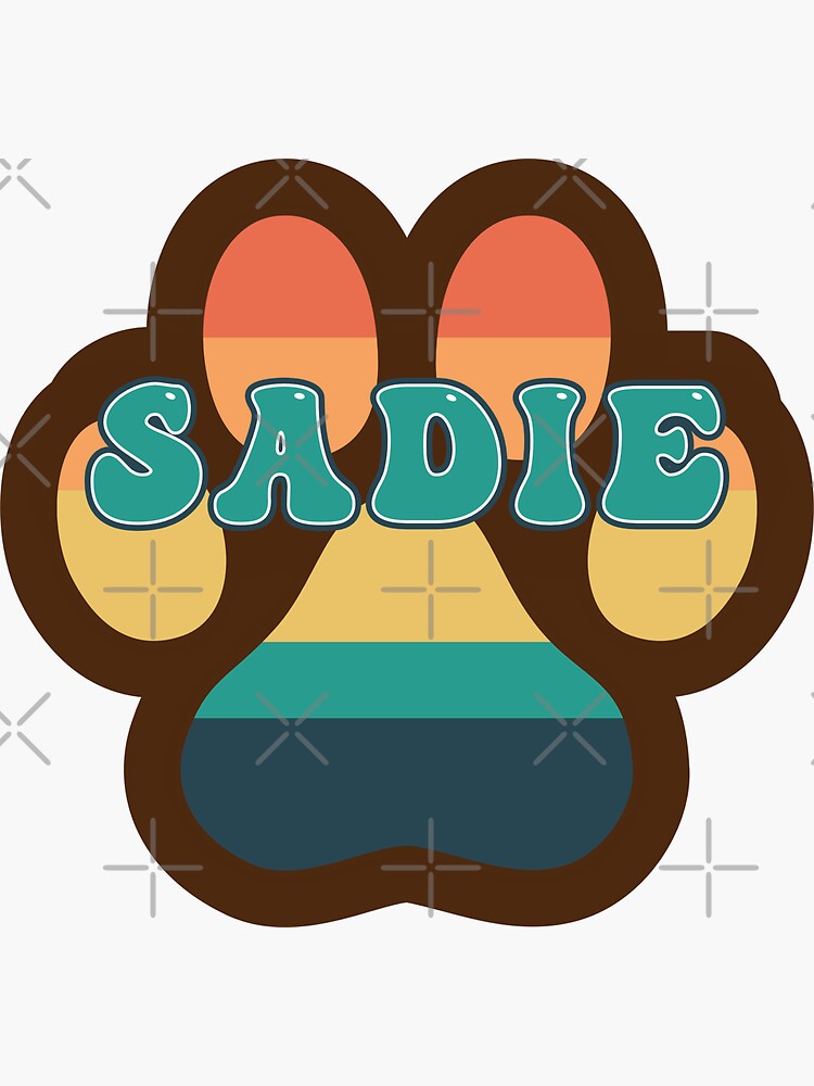 "Sadie Dog Name Vintage Sunset Paw Prints on Brown Sadie Dog Name