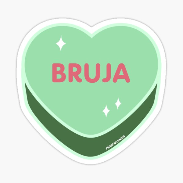 Vista previa del artículo con la obra «Dulce Latina Bruja Verde Corazón Conversación Día de San Valentín», diseñado y vendido por Francielandia.