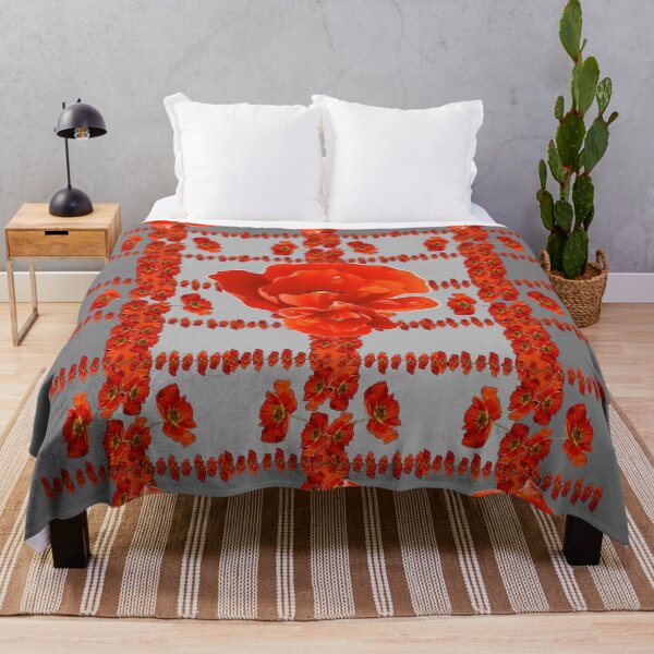 Item preview, RED POPPIES ABSTRACT PATTERN DESIGN GREY ART designed and sold by sharlesart.