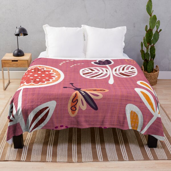 Retro 80s inner child - hygge scandi butterfly country garden. Caroline Laursen original Throw Blanket
