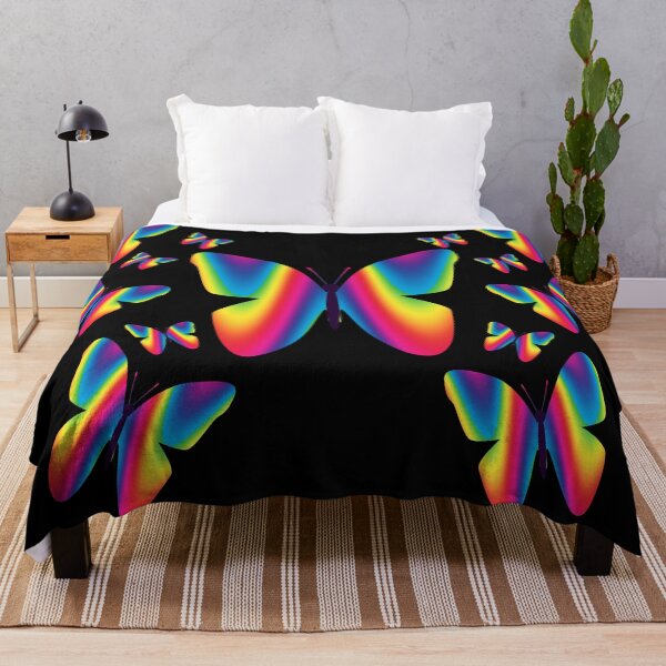 Item preview, Psychedelic Rainbow Butterflies on Black Butterfly Shape designed and sold by Karen Simon.
