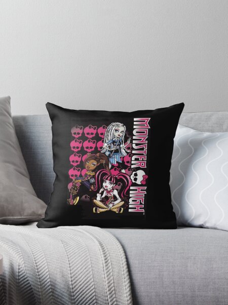 Monster High Pillow Skull 2024 Pink Bow Plush Stuffed Décor