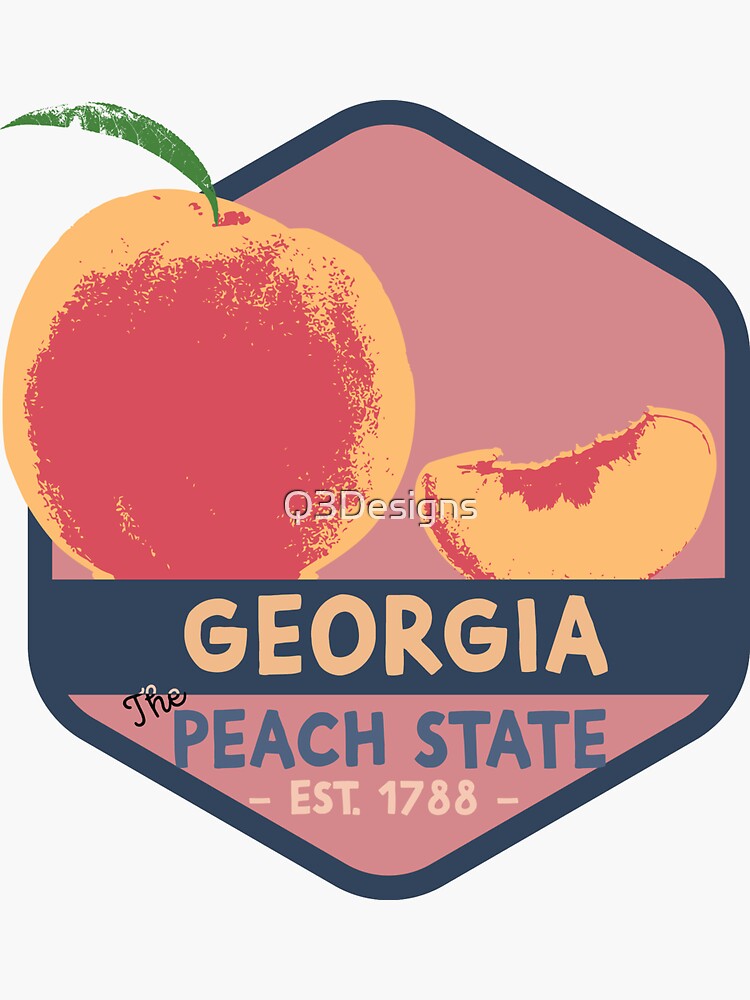 "The State of Georgia – The Peach State" Sticker for Sale by Q3Designs