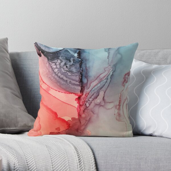 Undertown Meets Lava- Alcohol Ink Painting Throw Pillow